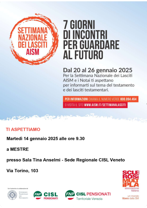 Settimana dei lasciti Aism: incontro formativo a Venezia